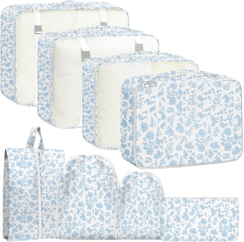 YEEYAA Packing Cubes for Travel - 8 Set Luggage Organizer Bags for Family, Mesh Breathable Packing Cubes for Suitcases Durable Travel Essentials Bags Set - Image 1